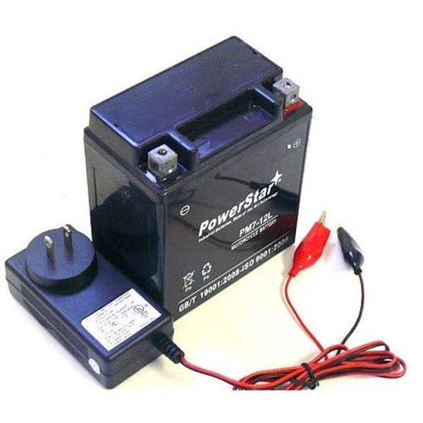 Powerstar PowerStar PM7-12L-F120010W YTX7L-BS AGM 12V 1Ah Charger & Battery for Powersport Motorcycle Scooter ATV PM7-12L-F120010W